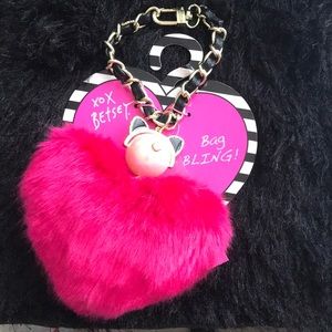 Betsey Johnson Pearl and Heart Bag Bling Accessory